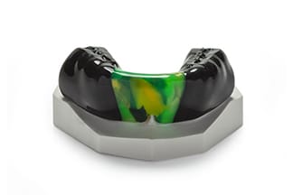 Back and Green Fierce Mouthguard - DDS Lab's Orthodontic Products