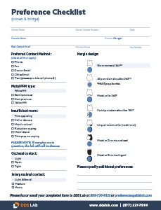 Crown and Bridge Preference Form