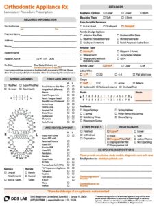 Orthodontic Appliance & Study Model Rx Form