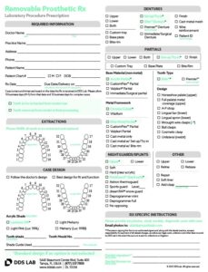 Rx Form - Removable Prosthetics Rx