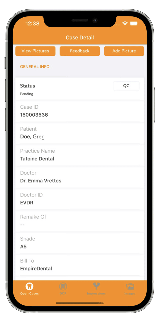 MyDDS Lab App Case Detail