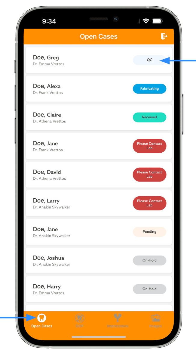 MyDDS Lab App Case Status Overview