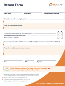 DDS Lab Return Form