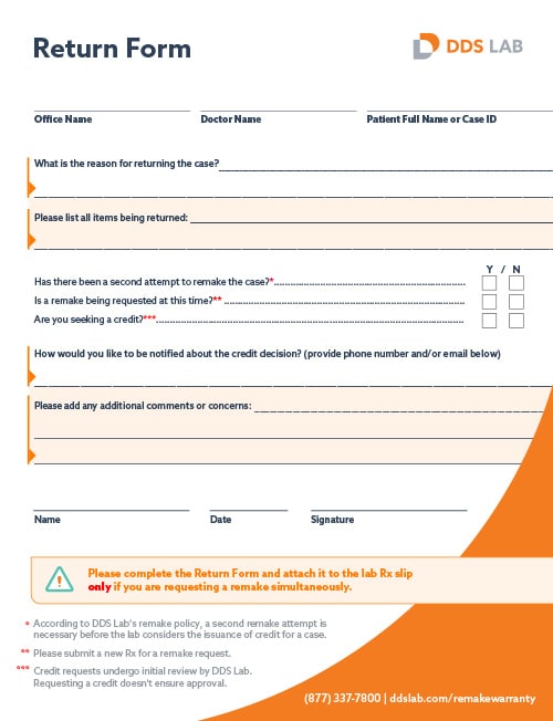DDS Lab | Return Form